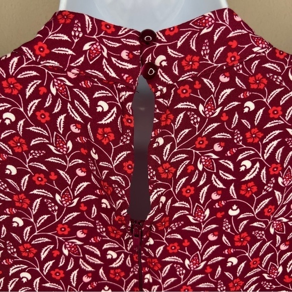 XL Juniors Mi Ami Fuchsia Pink Floral Mock Neck Dress Short Sleeve Rayon - Picture 9 of 12